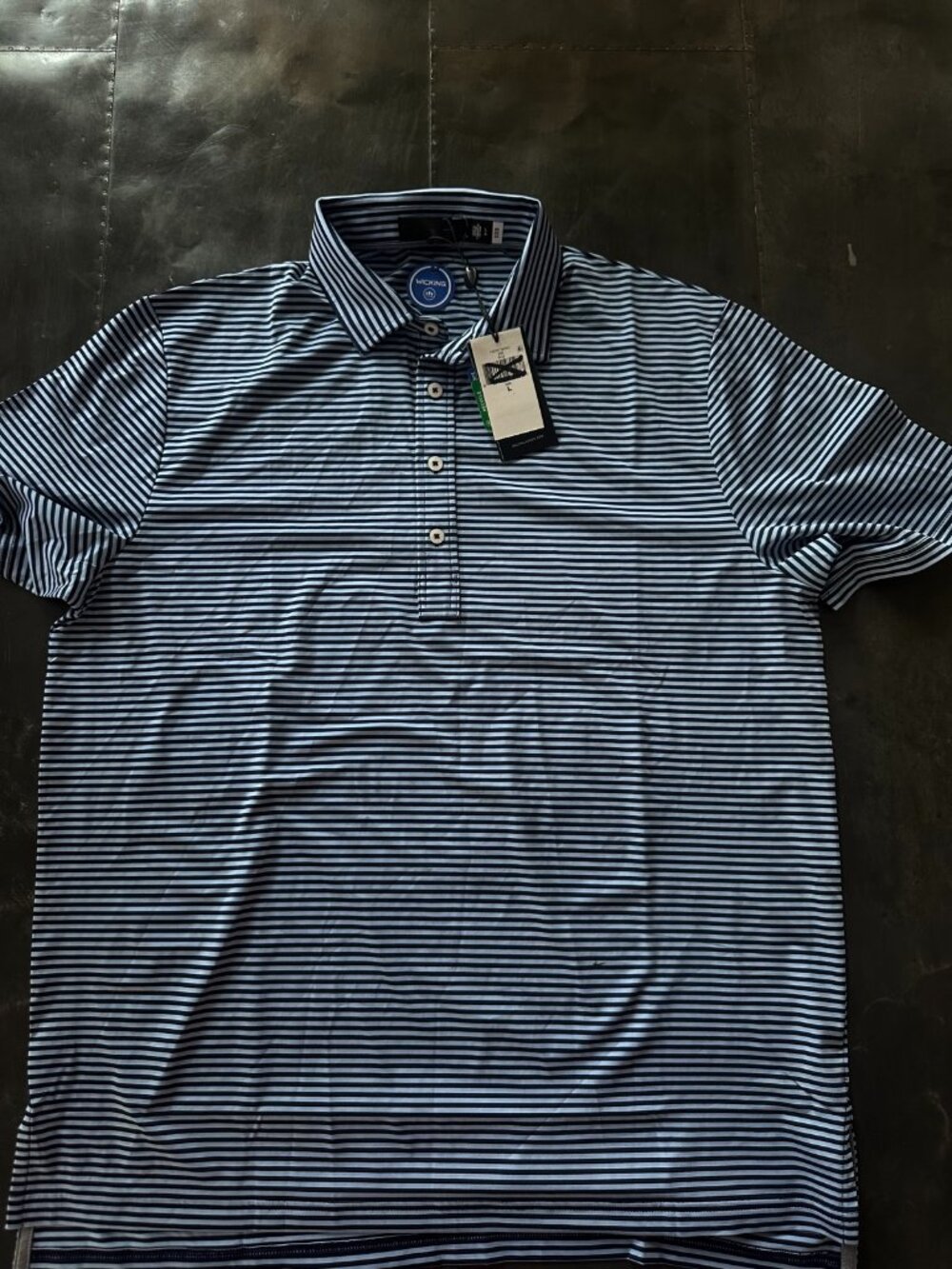 RLX Ralph Lauren Wicking Polo Shirt Mens Navy White Stripe Short Sleeve NWT
